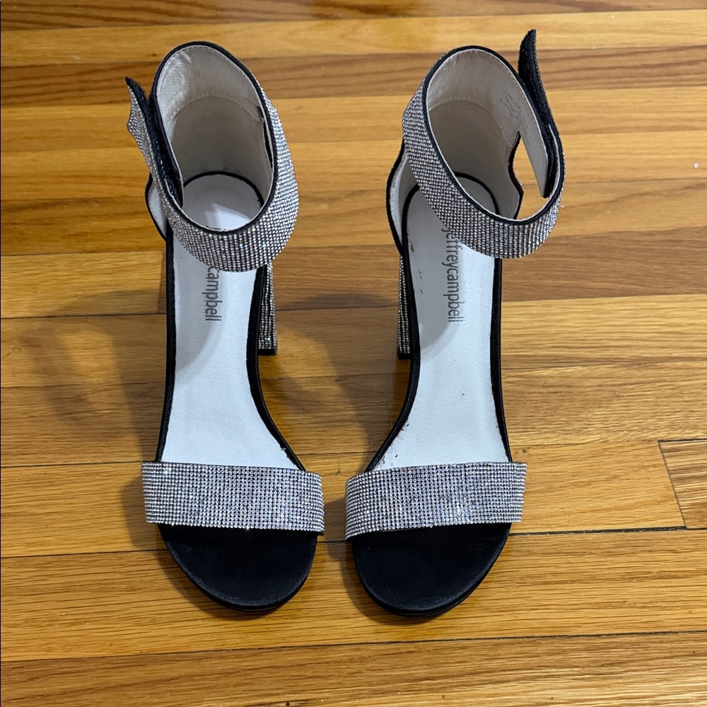 Jeffrey Campbell Silver and Black Strappy Heels